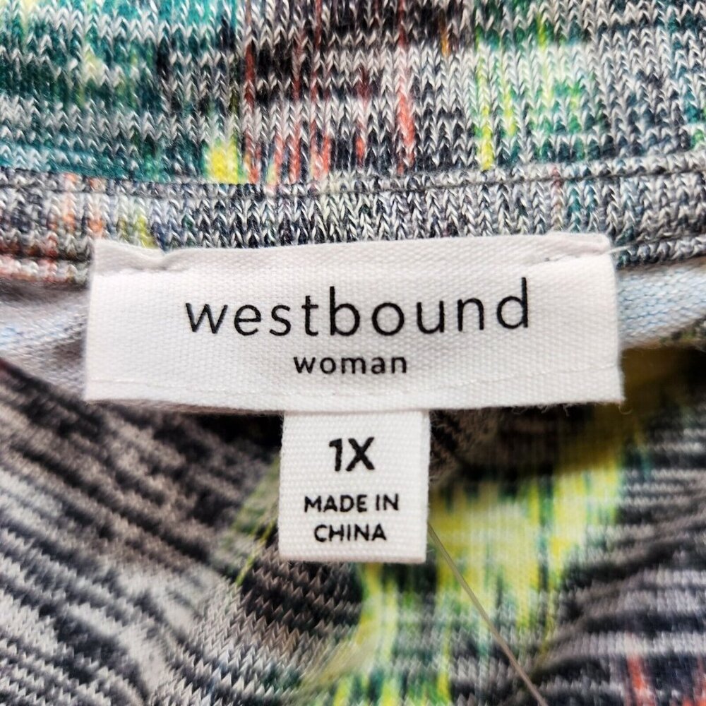 Westbound Women's Multi Color Short Sleeve Blouse Top Plus Blur Ikat Size 1X - Picture 8 of 11